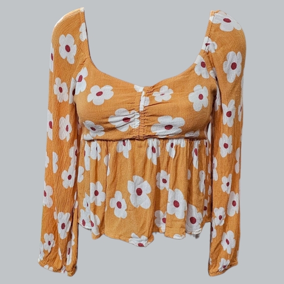 Alter'd State Floral Long Sleeve Women's Top - Orange Size MED. - Picture 1 of 3